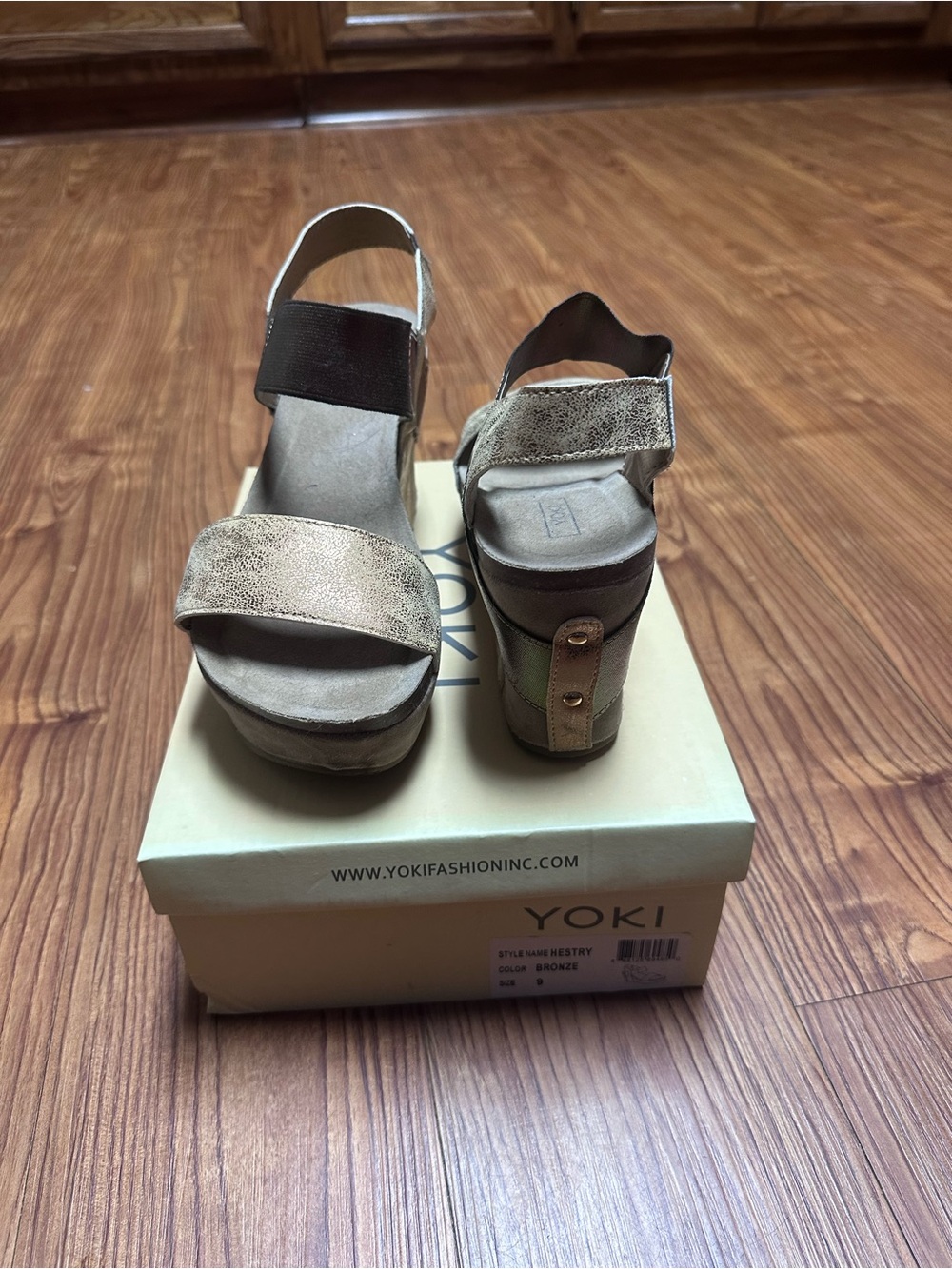 Yoki Metallic Bronze Platform Wedge Sandals